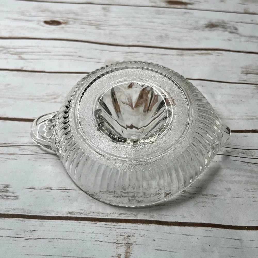 Vintage Citrus Juicer Clear Ribbed Glass Vintage Style Manual Reamer 6.5in